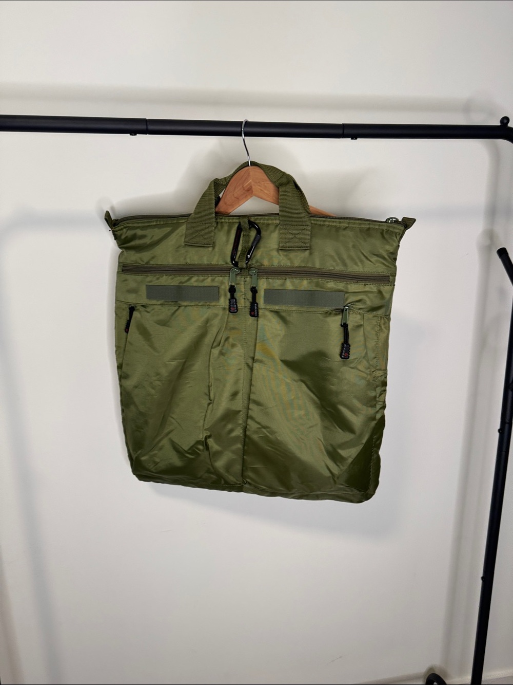 Olive Green Men’s Nylon Tote Bag